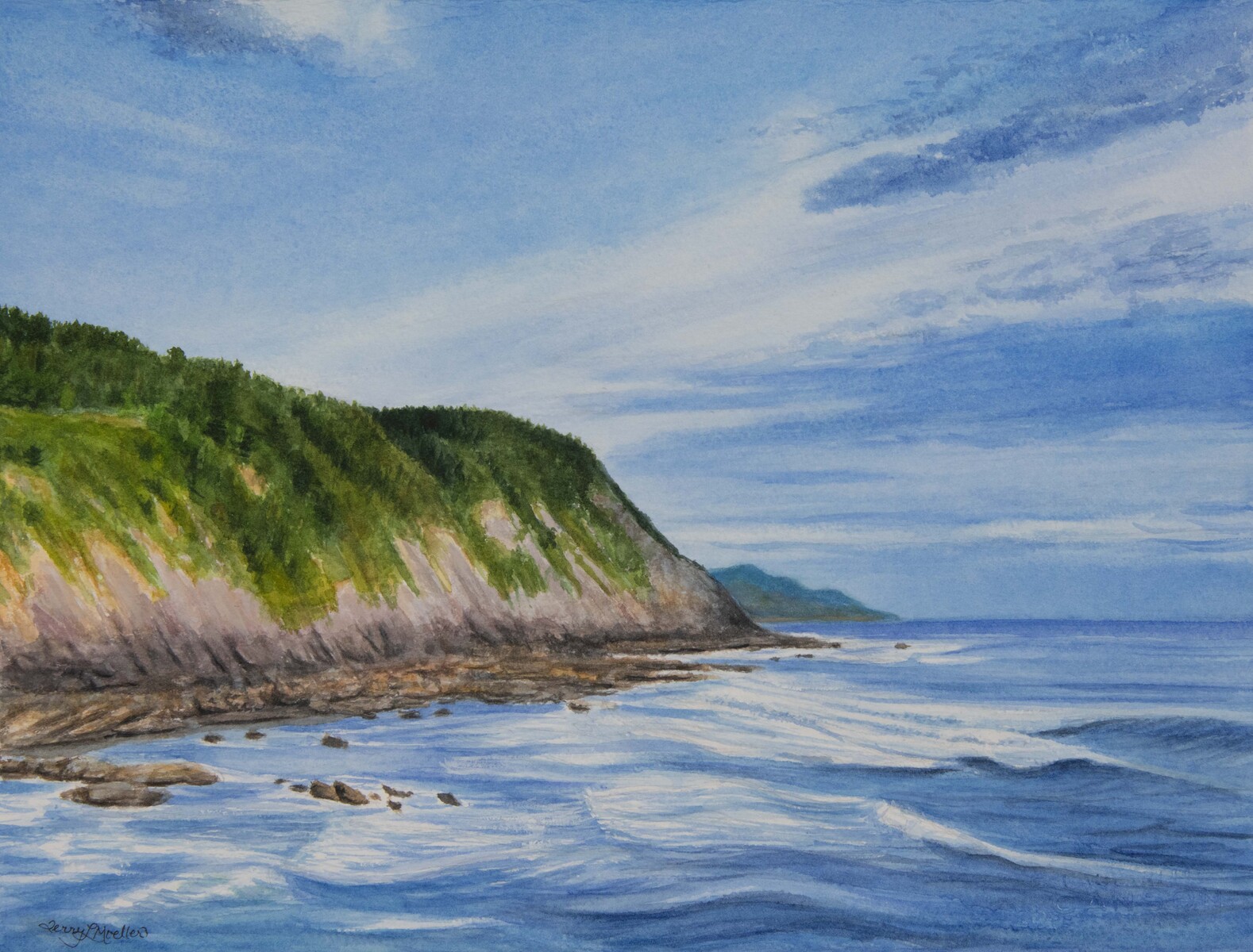 "Spanish Cliffs, Atlantic Ocean"     11.5" X 15"     watercolor on 300 lb. watercolor paper