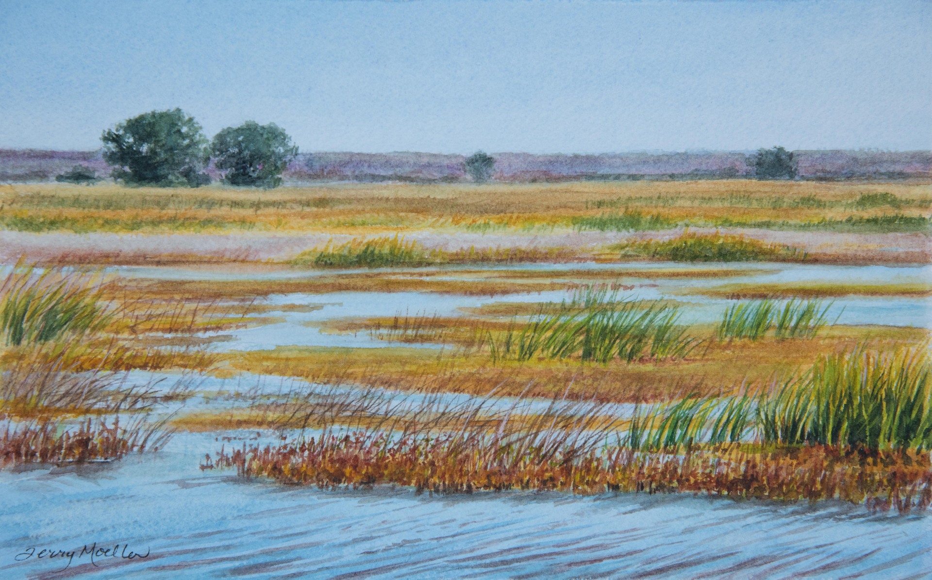 "A Windy Day on the Marsh"     7" X 11"     watercolor on 300 lb. watercolor paper