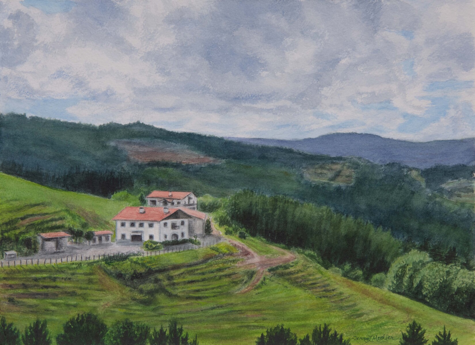 "Basque Countryside Near Mutriku"     11" X 15"     watercolor on 300 lb. watercolor paper