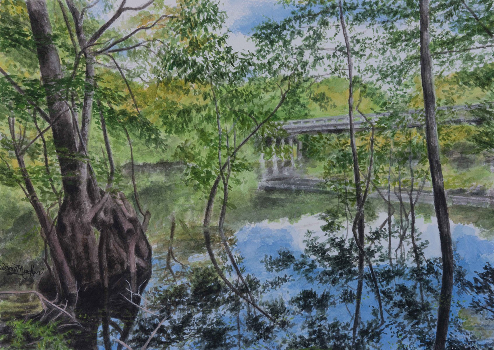 "A Hot Summer Day at Ebenezer Creek"    10" X 14"     watercolor on 300 lb. watercolor paper